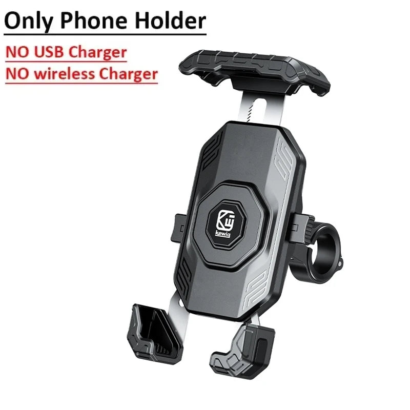 Motorcycle Phone Holder with Fast Wireless & USB Charging | Handlebar & Mirror Mount