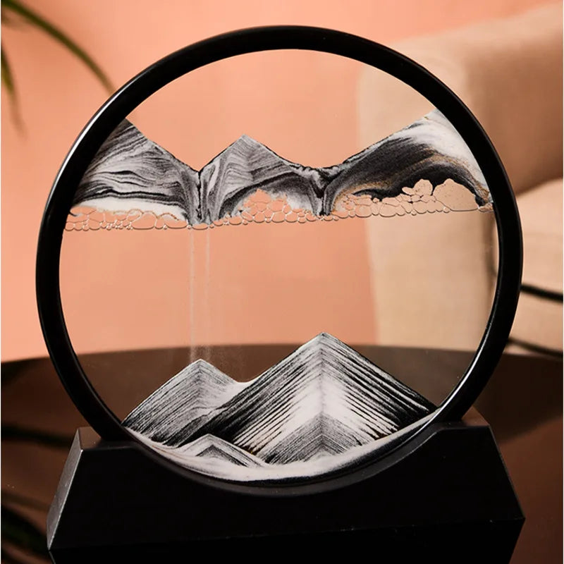 3D Moving Sand Art Deep Sea Sandscape | Round Glass Desk Decor & Gift