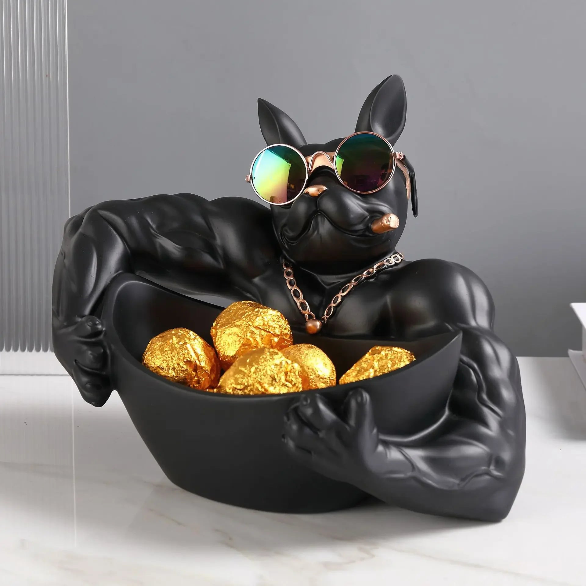 Cool Dog Figurine Storage Box - Resin Art Home Decor Gift