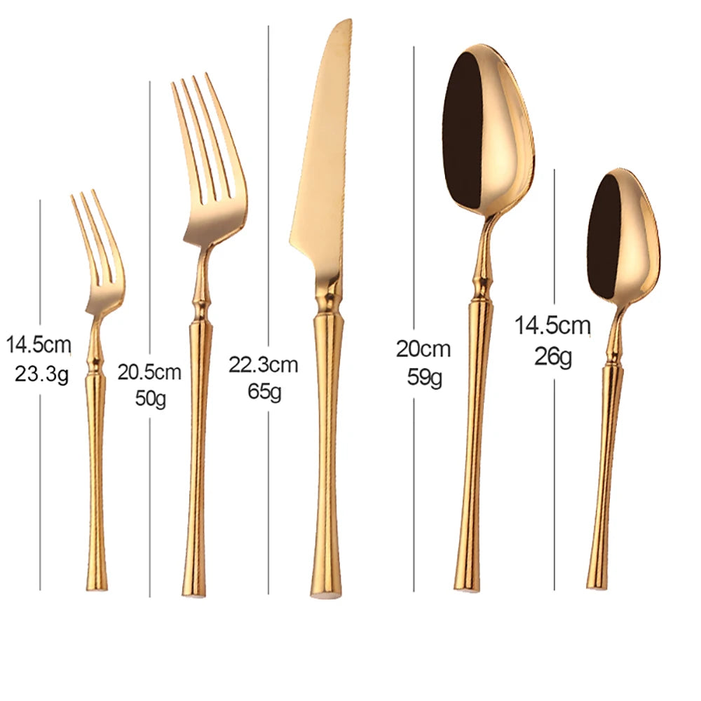 Luxury Gold Cutlery Set - Stainless Steel Dinnerware Flatware (10-30 Pcs)