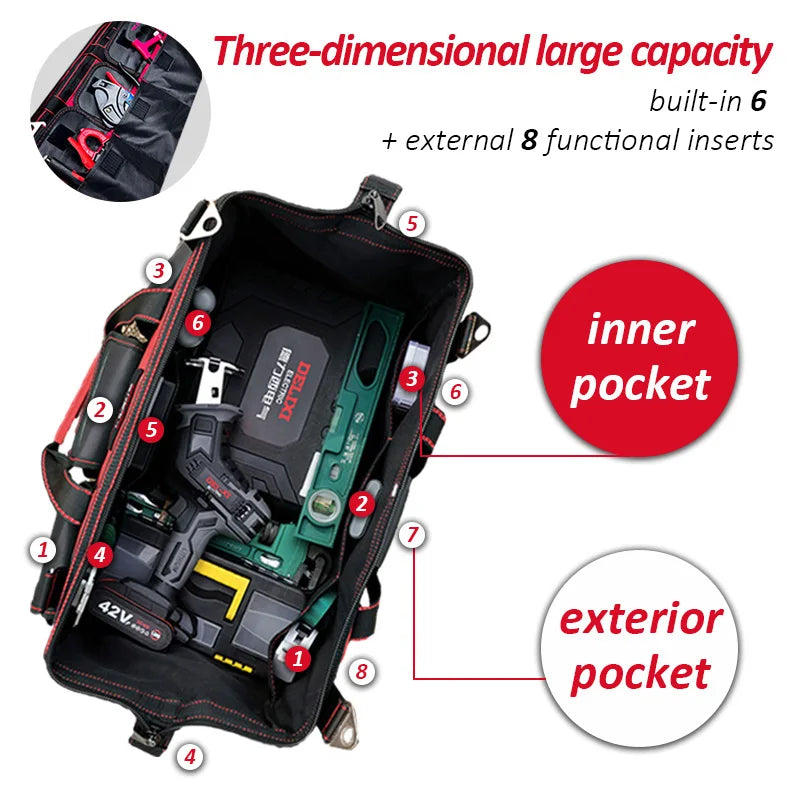 DELIXI ELECTRIC Multifunctional Waterproof Tool Bag - Durable Professional Storage