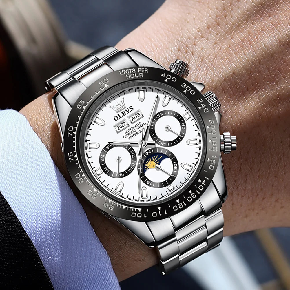 OLEVS 6654 Luxury Automatic Mechanical Chronograph Men's Watch Waterproof Luminous