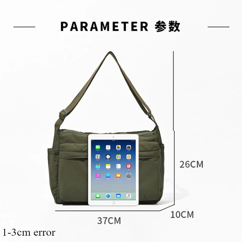 Women's Casual Multi-Pocket Nylon Messenger Bag - Travel & Shopping Tote