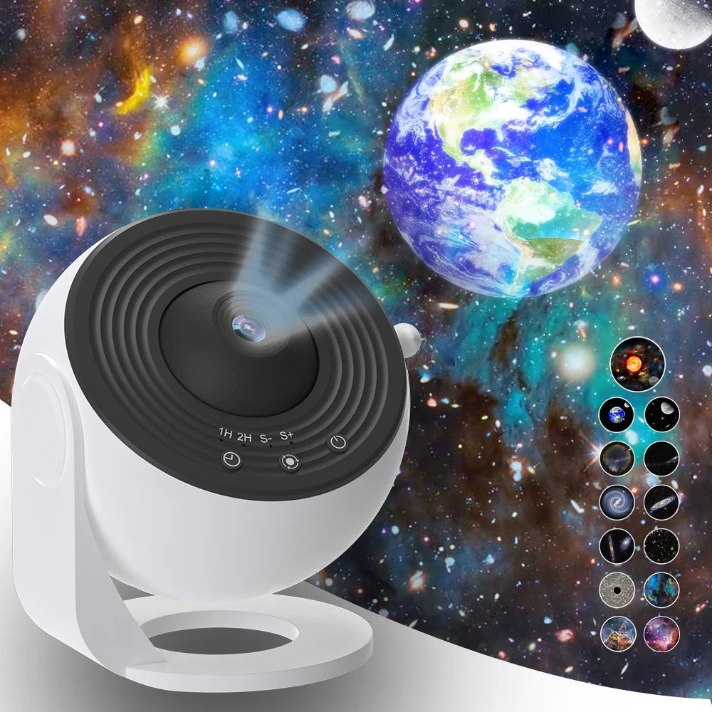 HD Galaxy Star Projector Night Light for Kids & Adults - 13 Films, 360° Rotation