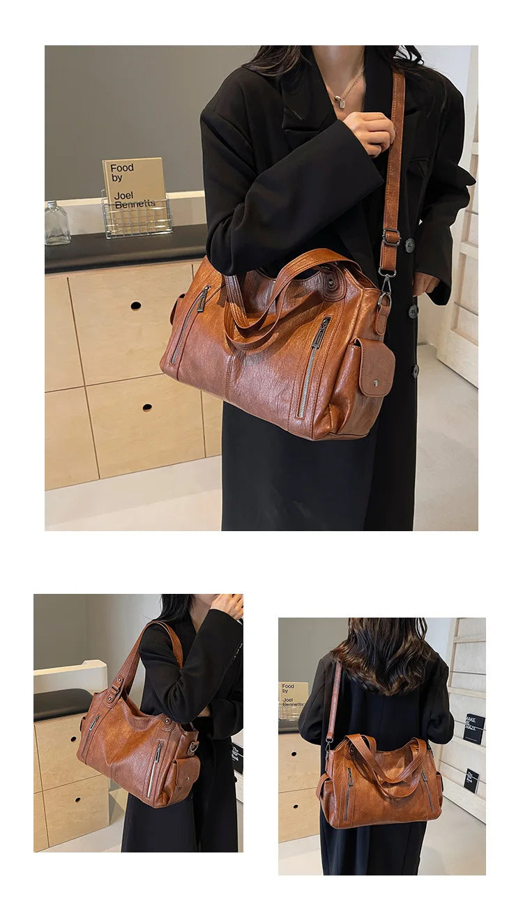 Vabena 2026 Soft Interior Shoulder Bags - High Quality Contrasting PU Handbags