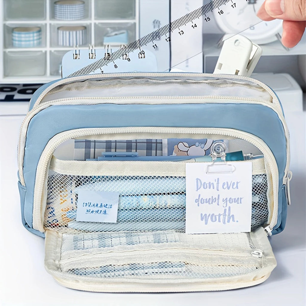 Kawaii Large Capacity Multi-Layer Pencil Case & Makeup Storage Bag | Vabena