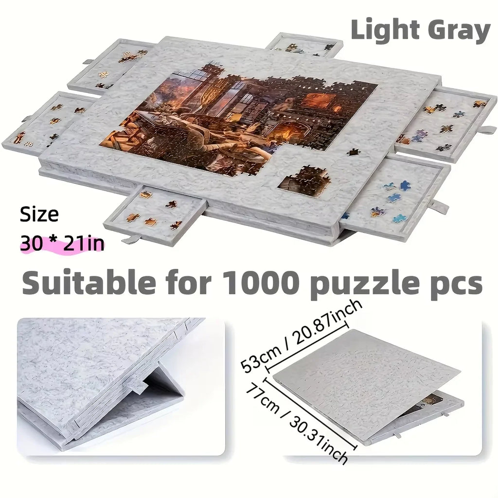 6-in-1 Tiltable Puzzle Board Desk with 6 Drawers - Holds 1000pcs