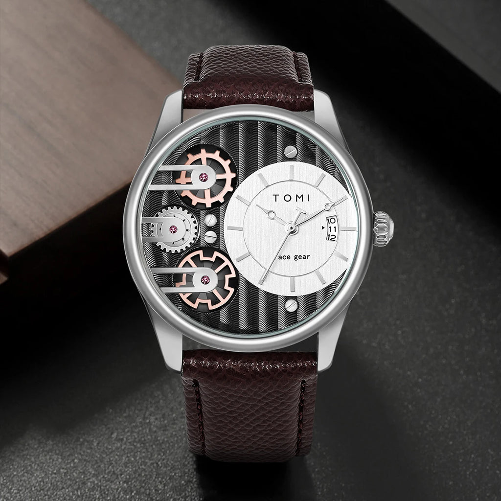 TOMI Men's Luxury Quartz Watch Gift Set - Detachable Strap