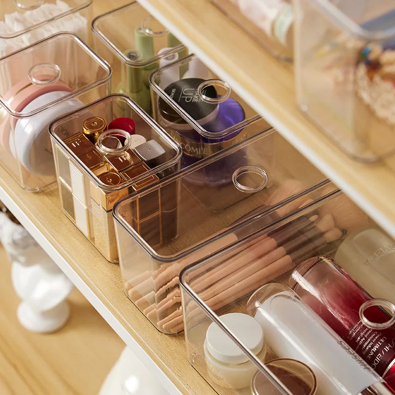 Clear Acrylic Drawer Organizer Sets - Transparent Storage Bins for Stationery & Makeup