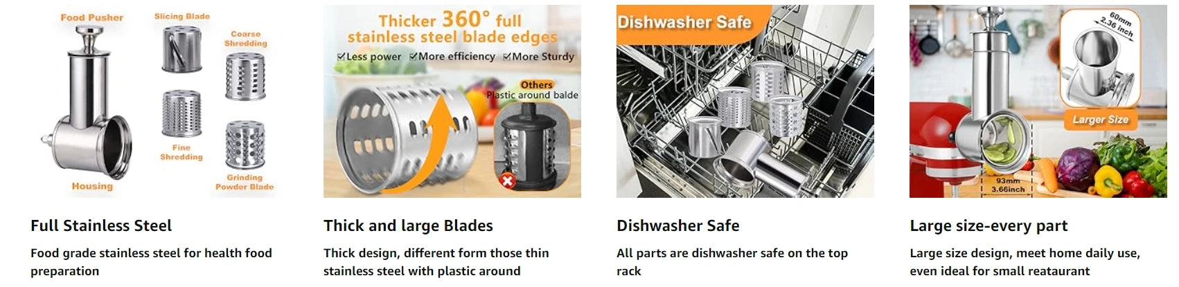 KitchenAid Stand Mixer Slicer Shredder | Stainless Steel Salad Maker