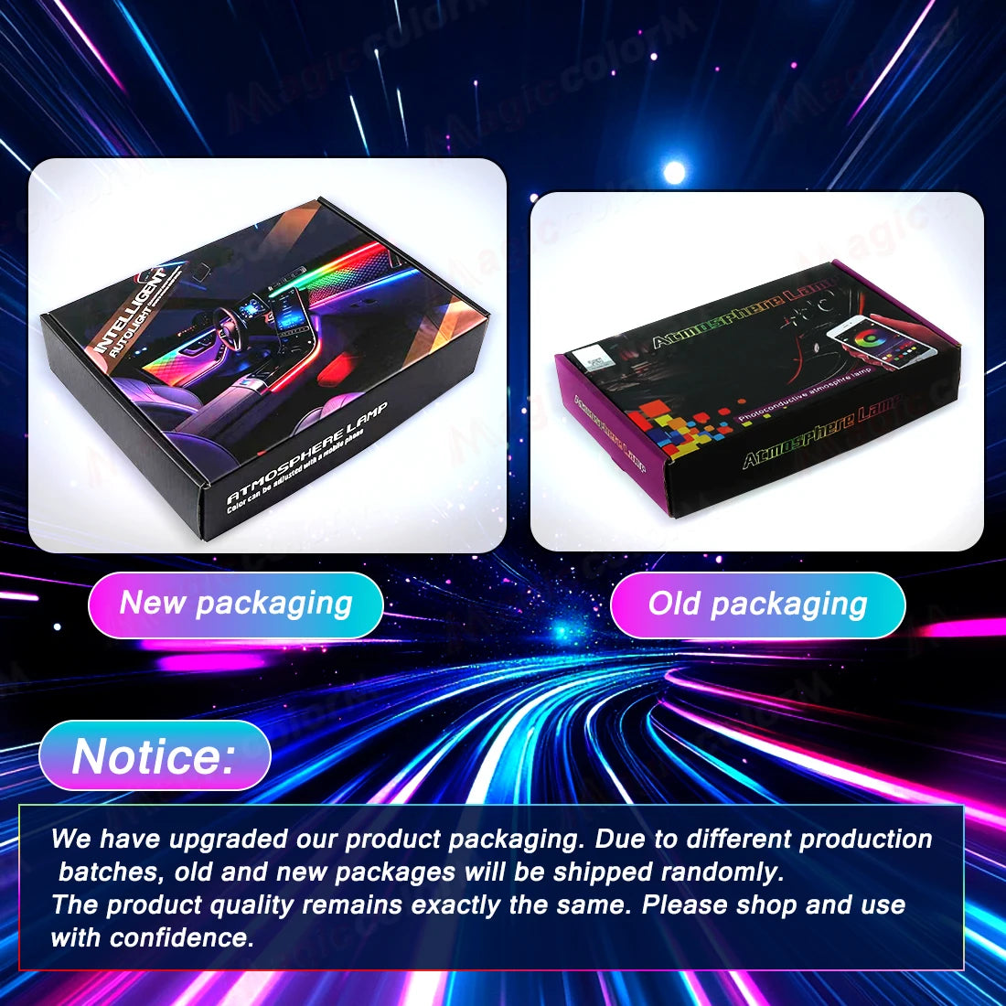 18-in-1 LED Car Ambient Lights Kit - 64 Color RGB Symphony Streamer Interior Bluetooth Strips