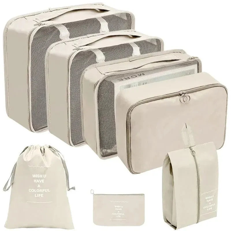 7/10 Pcs Travel Organizer Set - Packing Cubes & Storage Bags for Suitcases