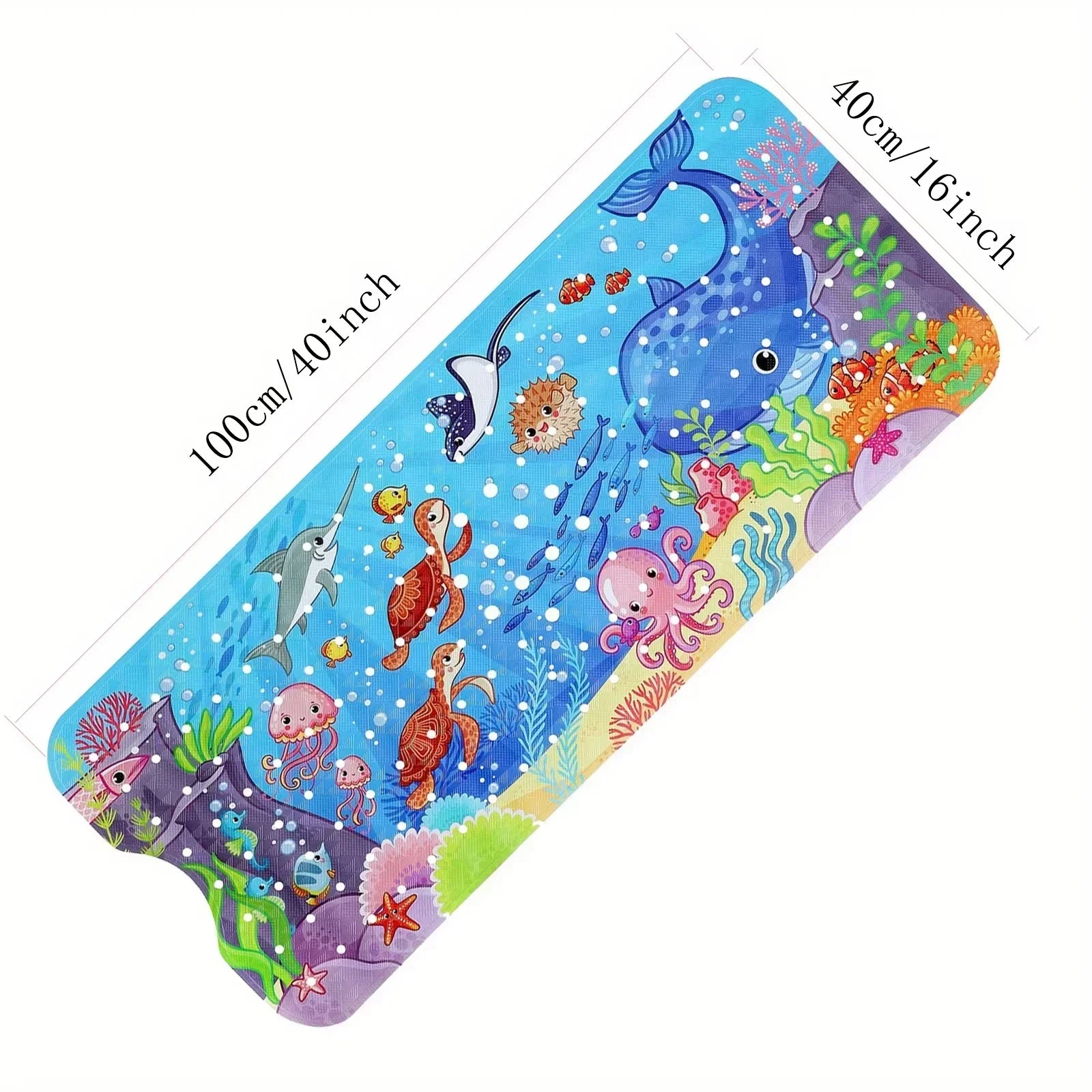 Cartoon Extra Long Bathtub Mat - Non-Slip Shower Mat 40x100cm with Suction Cups & Drain Holes
