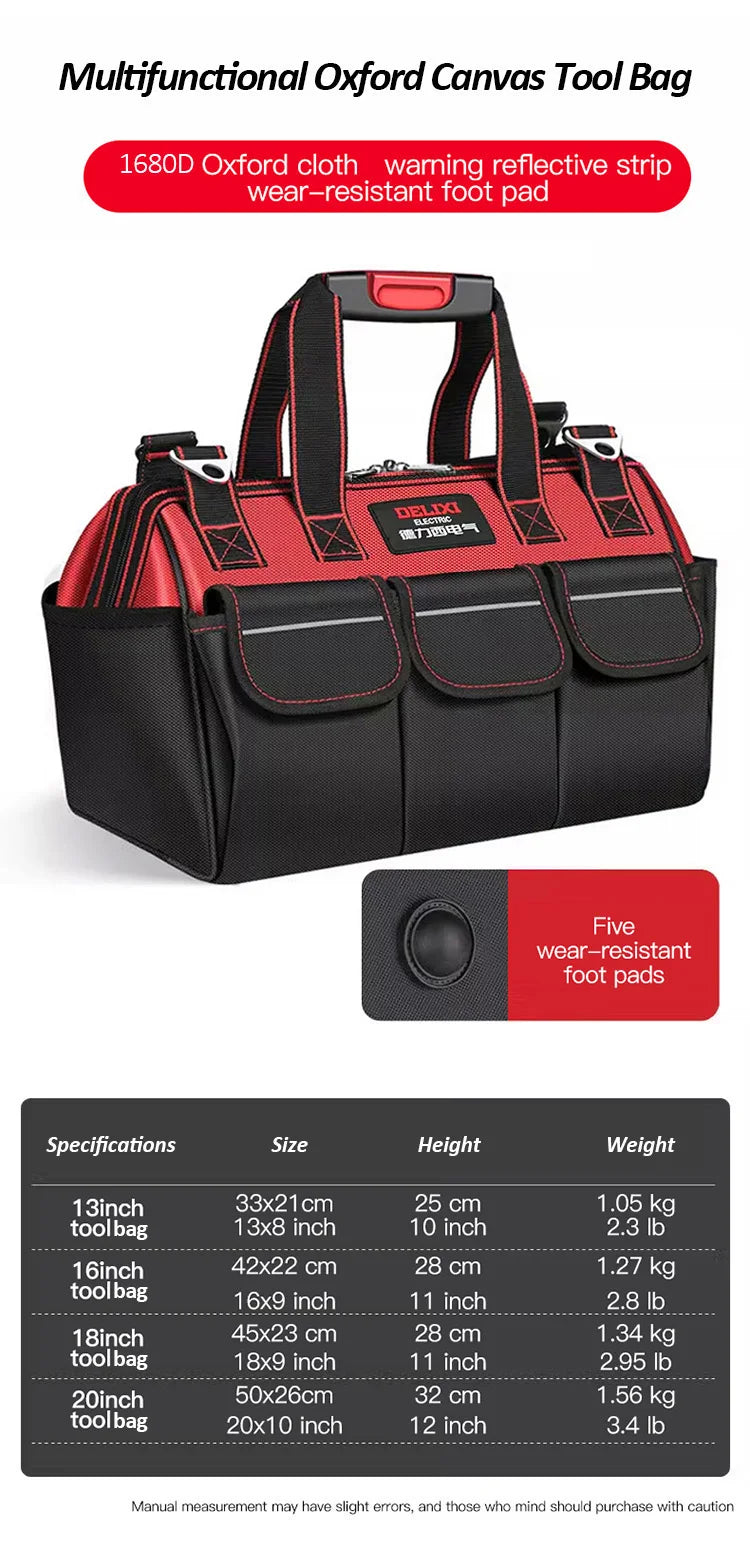 DELIXI ELECTRIC Multifunctional Waterproof Tool Bag - Durable Professional Storage