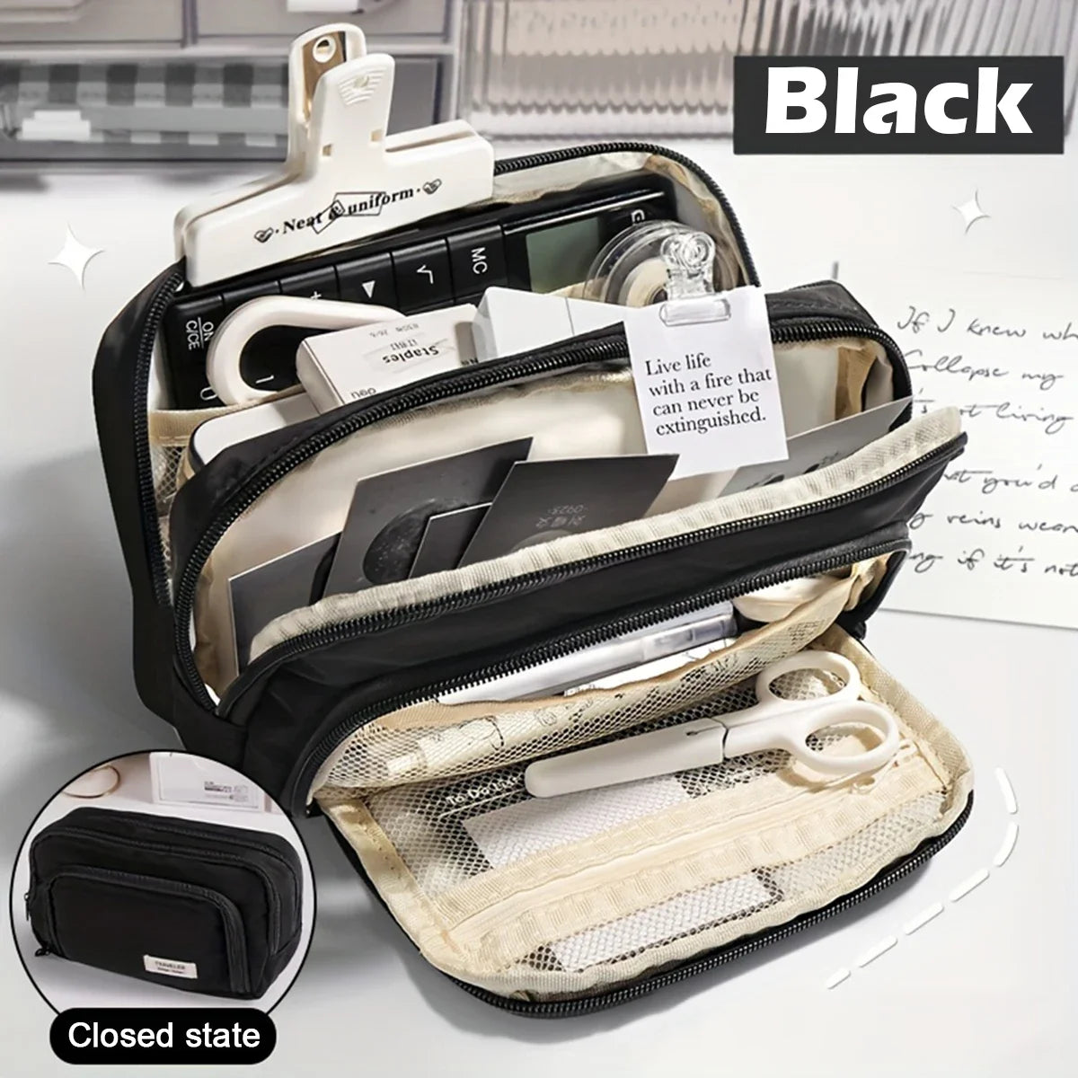 Cute Multi-Layer Pencil Case Pouch - Large Capacity Stationery Bag