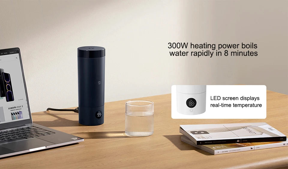Mijia Portable Electric Kettle 2, Travel Thermos Cup, Smart Temperature 350ml