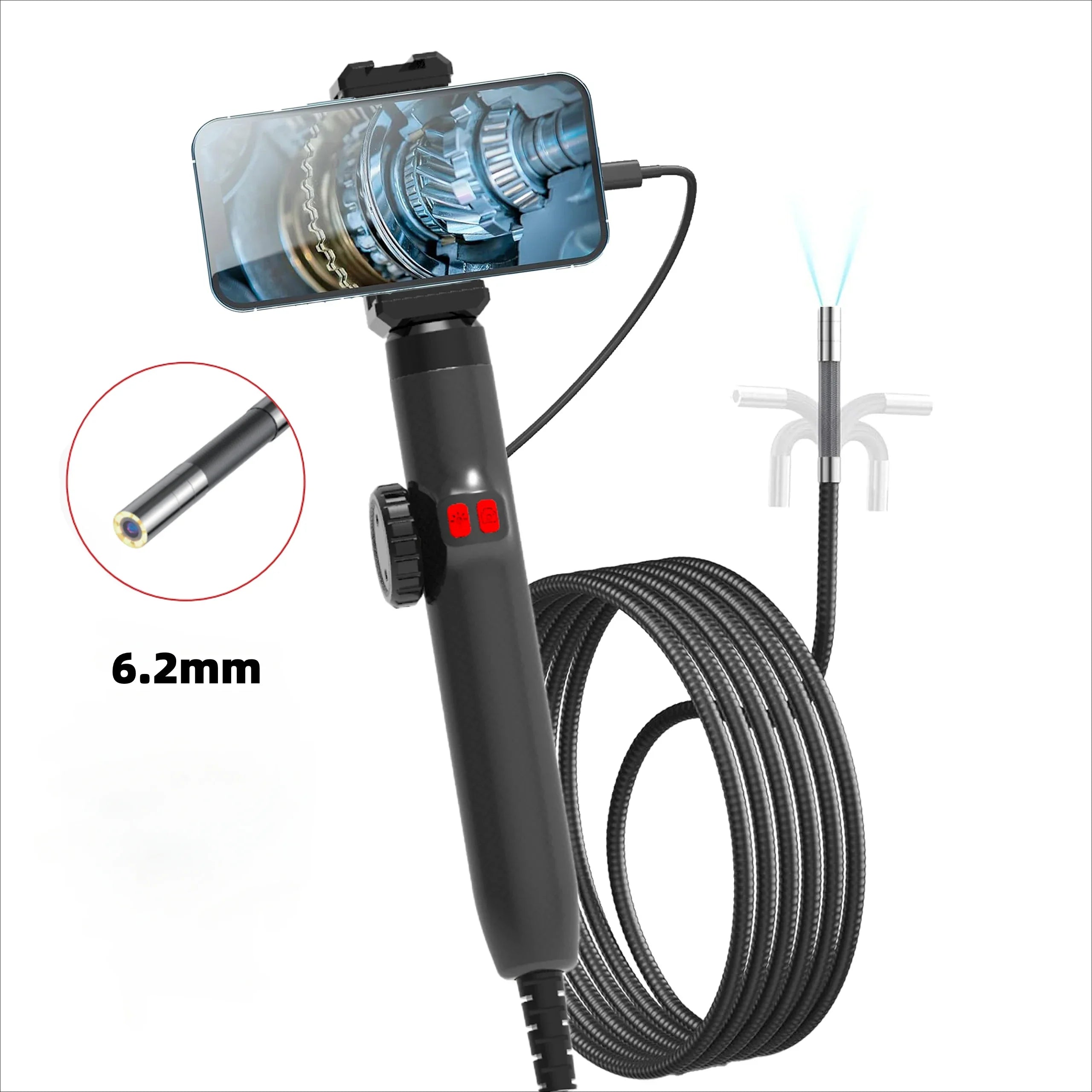 360° Articulating Borescope Endoscope Camera with Light for Android/iOS