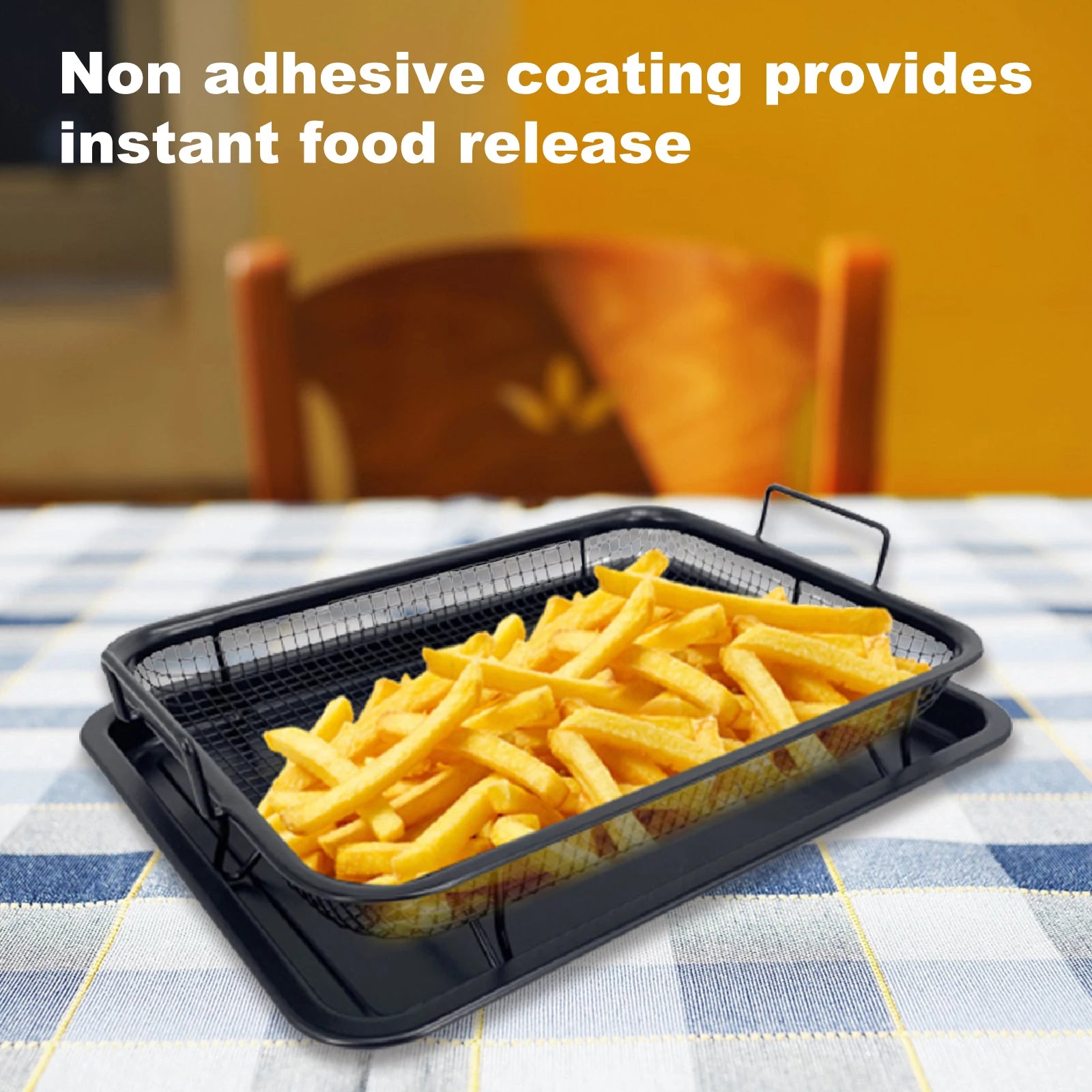 Crispy Chips Non-Stick Baking Basket Tray | Oven Fryer Mesh Pan