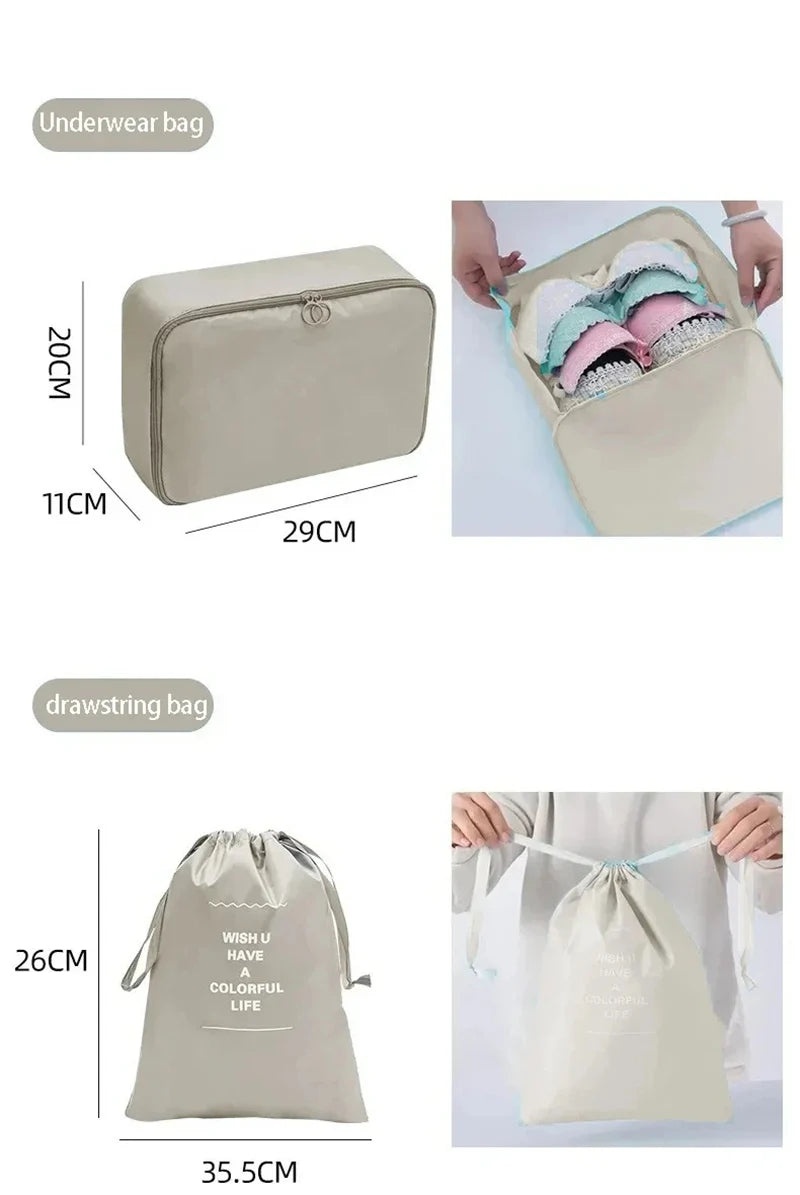7/10 Pcs Travel Organizer Set - Packing Cubes & Storage Bags for Suitcases