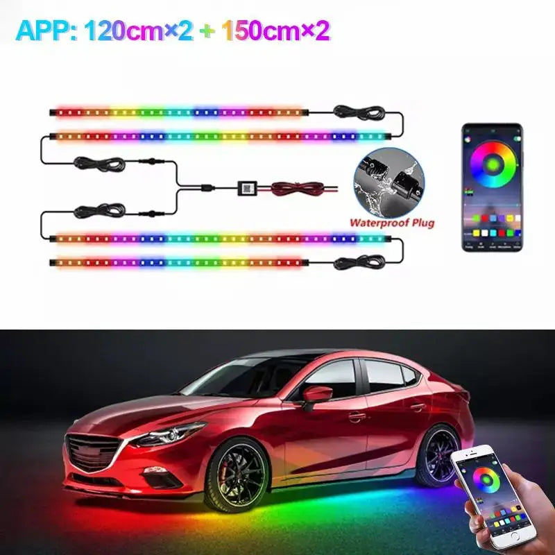 BLALION Flexible Car Underglow LED Light Strip 12V with App Control