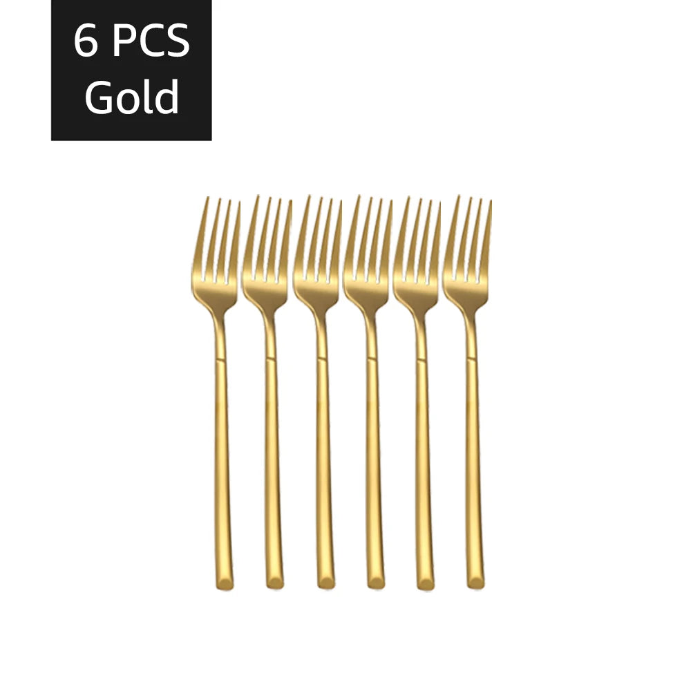 Luxury 30PCS Gold Tableware Set - Stainless Steel Cutlery for Dining