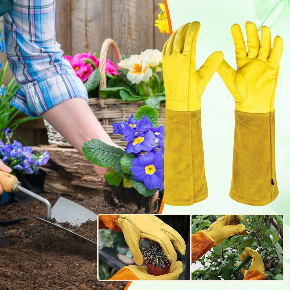 Long Thorn Proof Garden Gloves for Rose Pruning - Elbow Protection for Women & Men