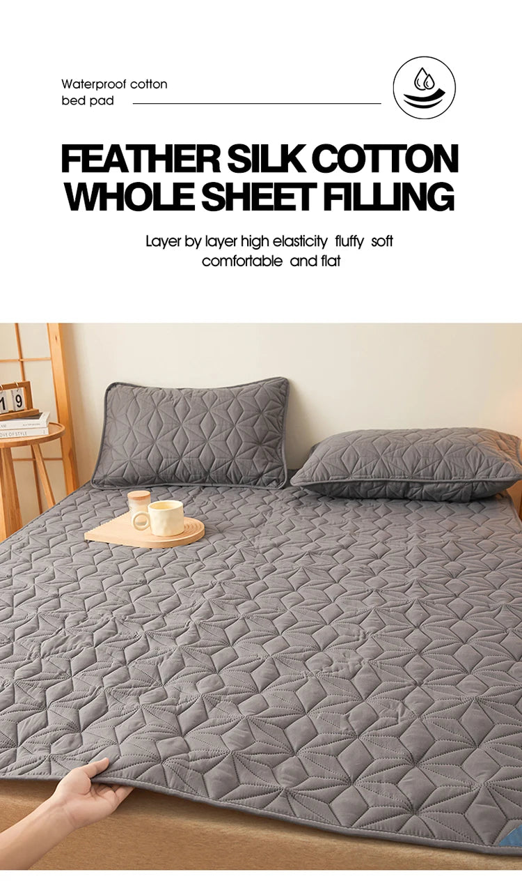 Waterproof Quilted Mattress Topper with Elastic Band - Bed Protector for Single/Double Beds (140/160)