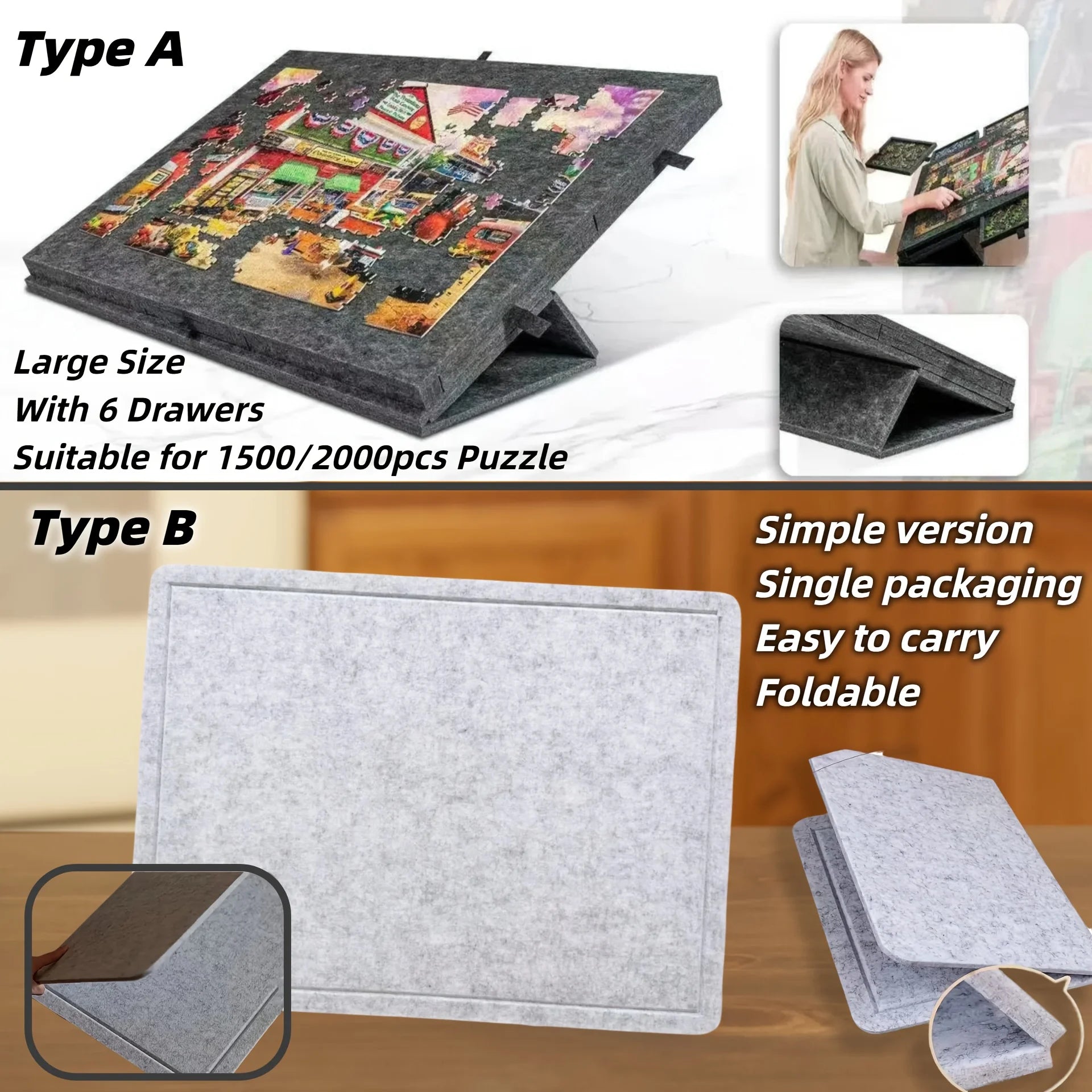 Puzzle Board 1000 Pcs with 6 Drawers | Portable Non-Slip Organizer