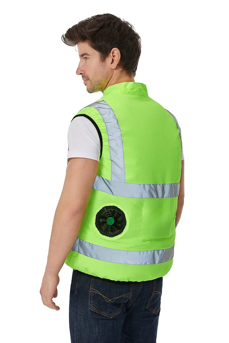 USB Powered Cooling Fan Work Vest - Reflective Summer Safety