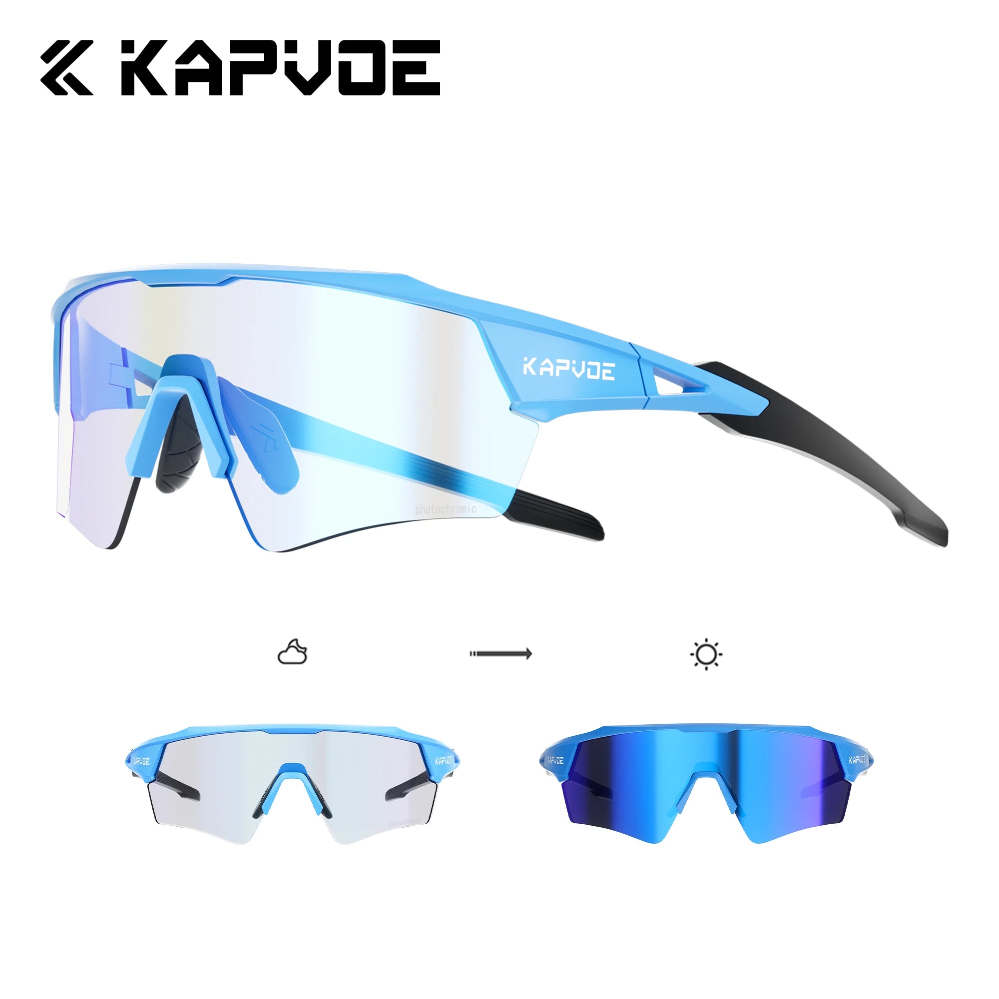 Kapvoe Photochromic Cycling Sunglasses UV400 MTB Road Bike Goggles Men Women