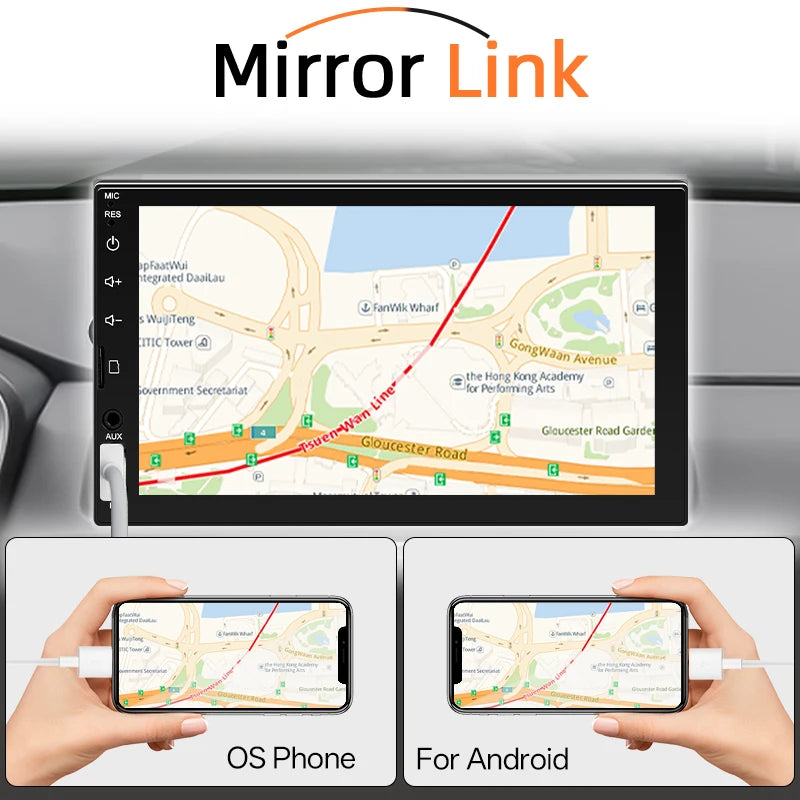 Hippcron 7" 1 Din Car Radio - CarPlay Android Auto Multimedia Player