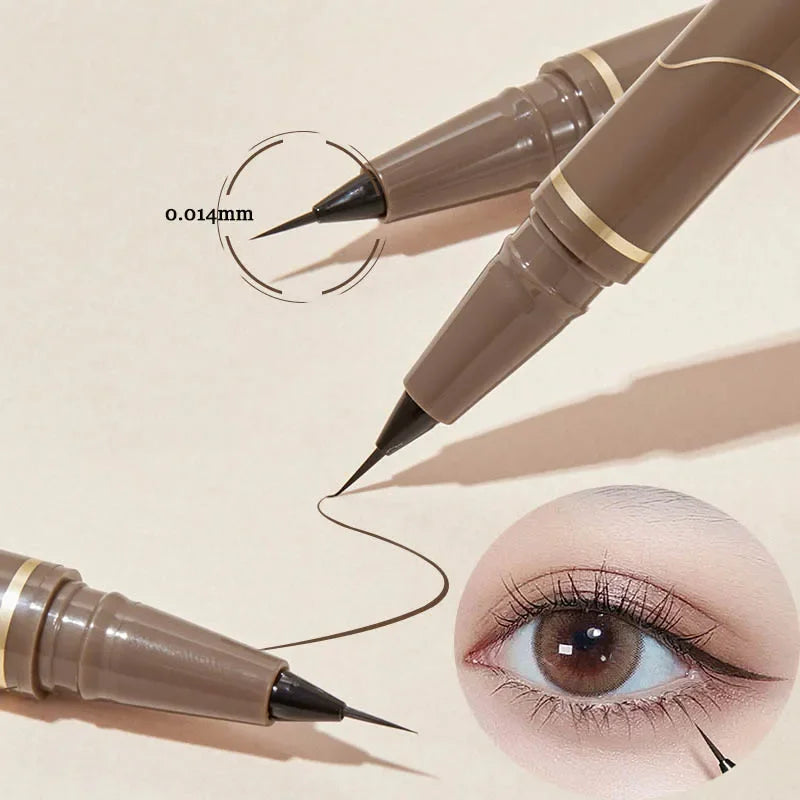 Ultra Thin Waterproof Lower Eyelash & Silkworm Eyeliner Pen - Black Brown