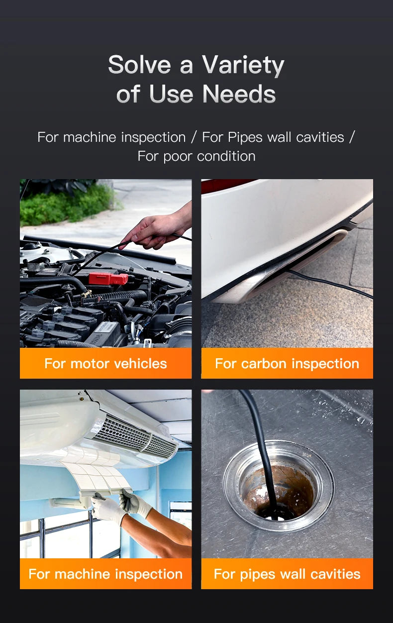4.3" Dual Lens 1080P HD Industrial Endoscope Camera | Waterproof Car & Sewer Borescope with LED