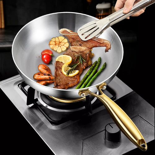 316 Stainless Steel Nonstick Frying Wok Pan - Induction & Gas Stove Ready Cookware