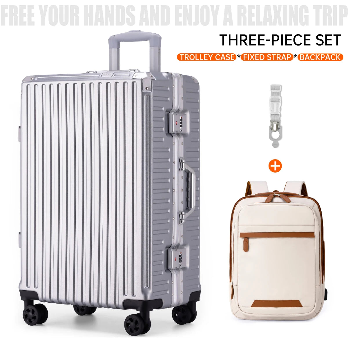 Aluminum Frame Luggage Set - USB & TSA Lock 20-28"