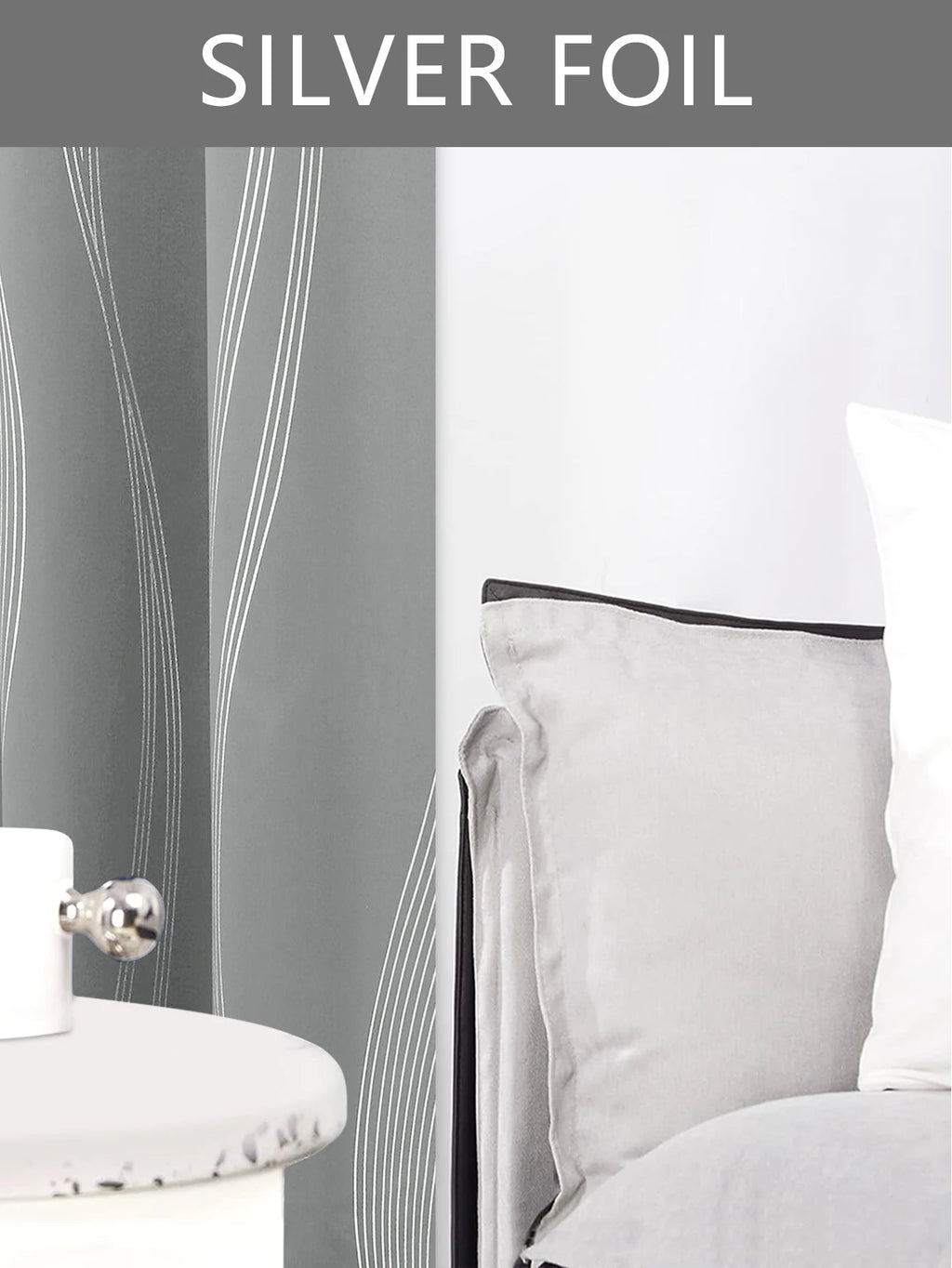 High Precision Silver Embossed Wave Blackout Curtain - Light & Heat Control