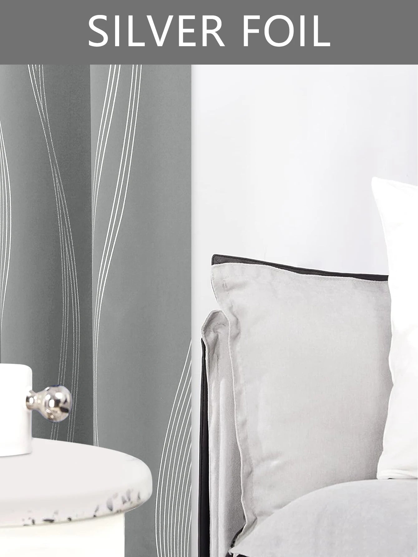 High Precision Silver Embossed Wave Blackout Curtain - Light & Heat Control