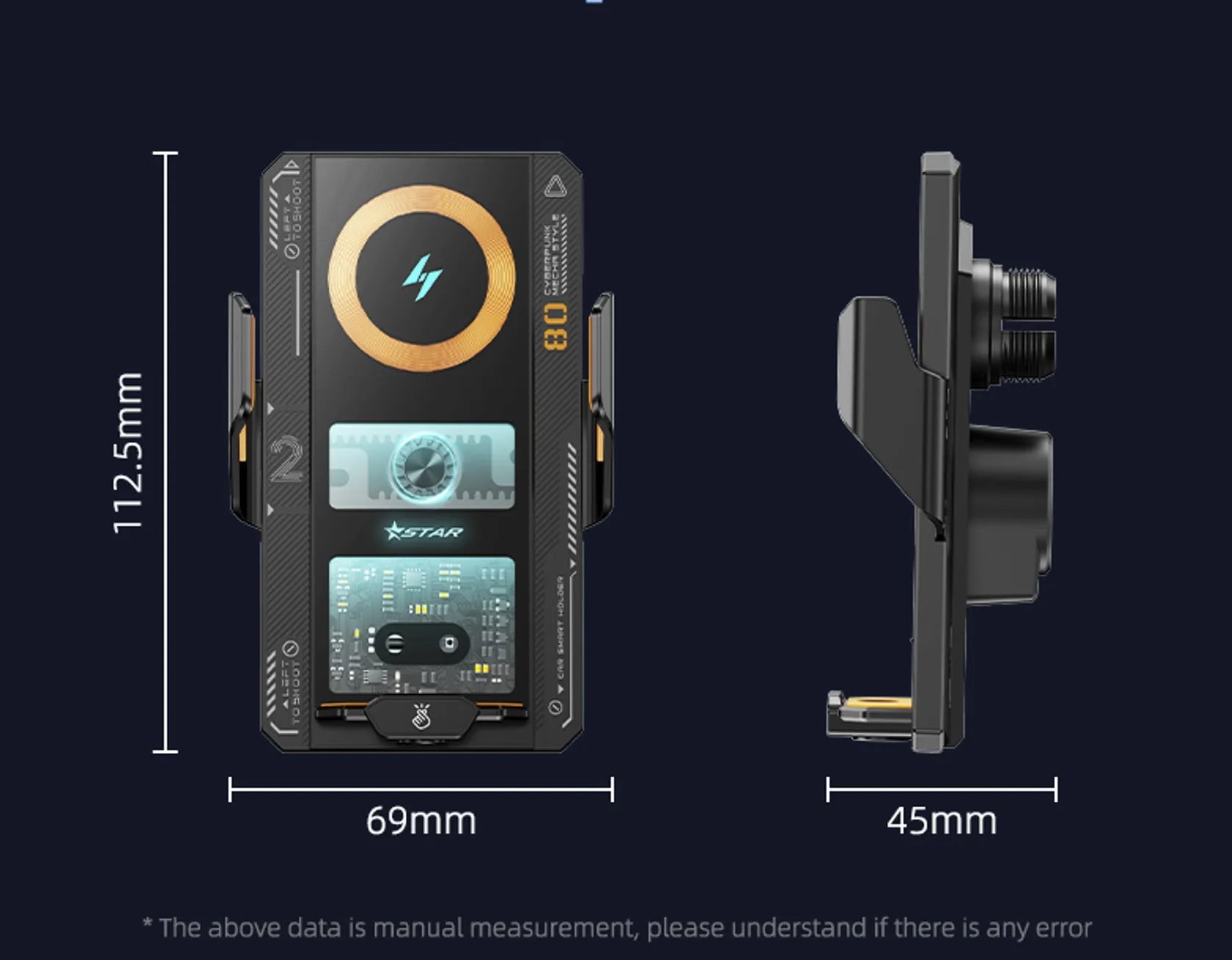 Smart Sensing Car Phone Mount | 15W Wireless & 66W Fast Charging Auto Clamping Holder