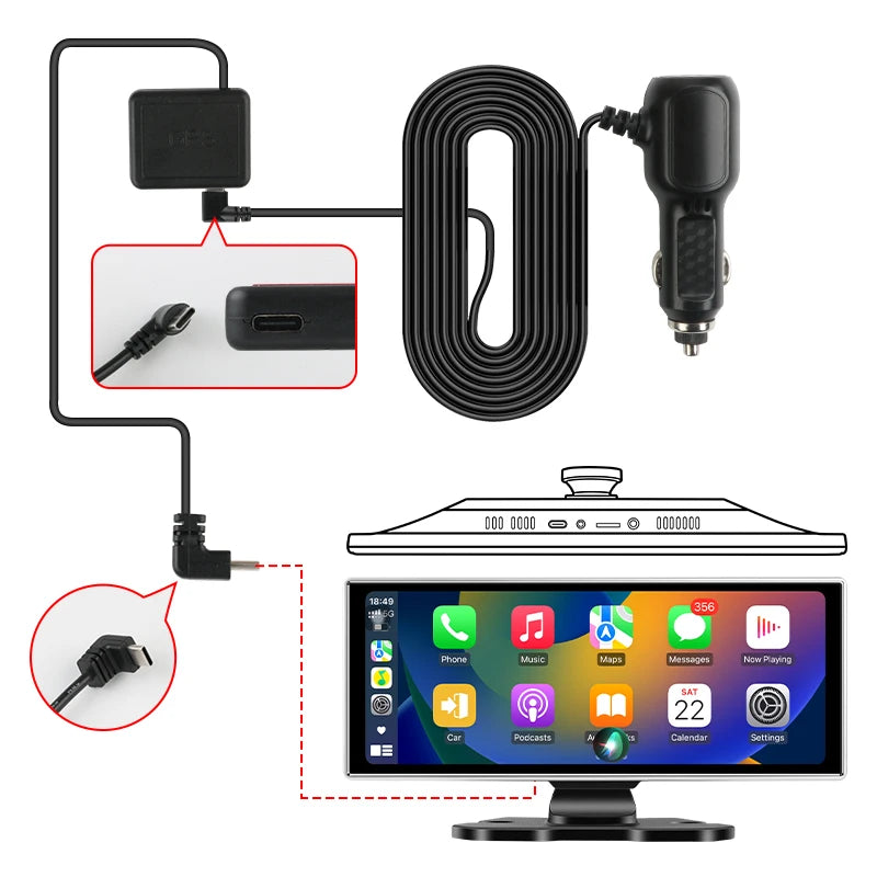 10/11.26" 4K Dash Cam with Wireless Carplay & Android Auto | GPS | Dual Lens