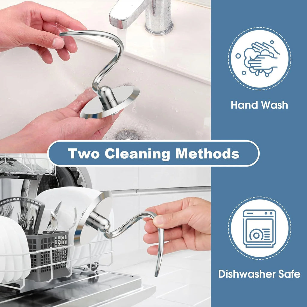 Dishwasher Safe Spiral Dough Hook for KitchenAid Tilt-Head Mixers (4.5-5 Qt)