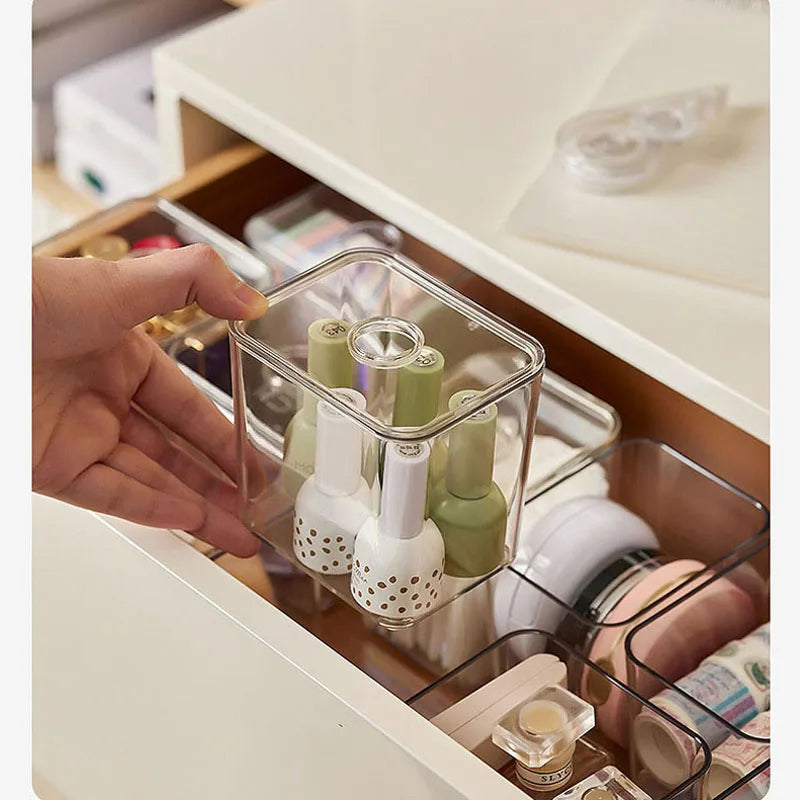 Clear Acrylic Drawer Organizer Sets - Transparent Storage Bins for Stationery & Makeup