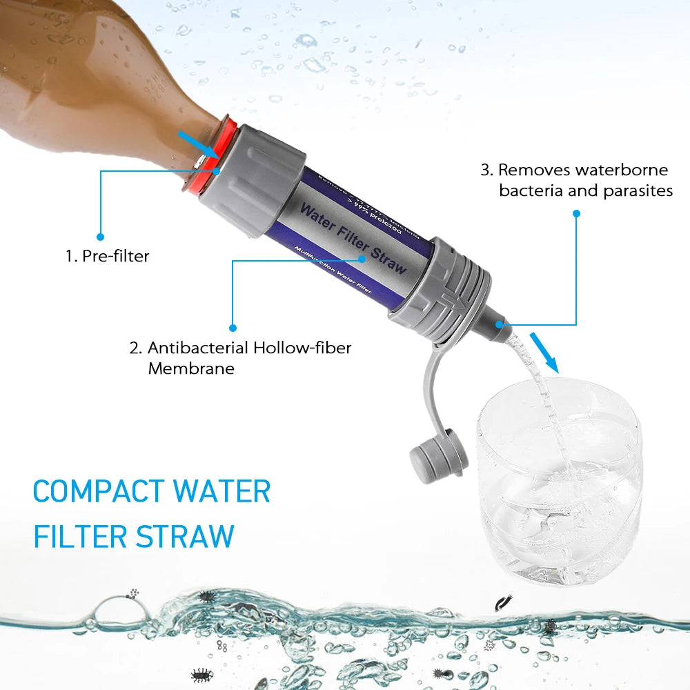Emergency Water Filter Straw for Hiking, Camping & Survival