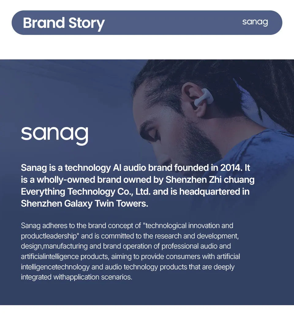 Sanag B21S True Bone Conduction Bluetooth Earphones | HiFi Wireless Headset