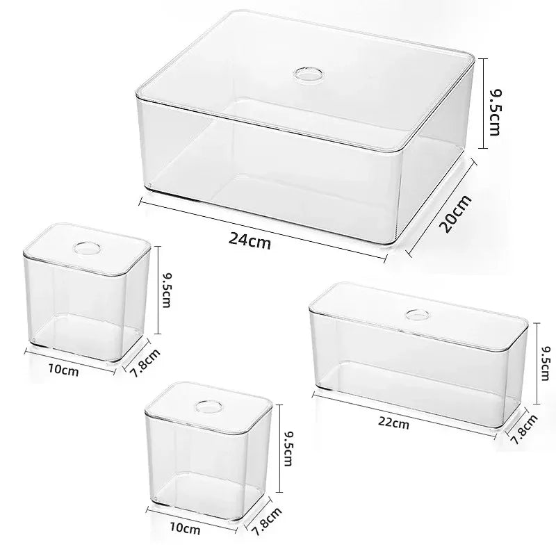 Clear Acrylic Drawer Organizer Sets - Transparent Storage Bins for Stationery & Makeup