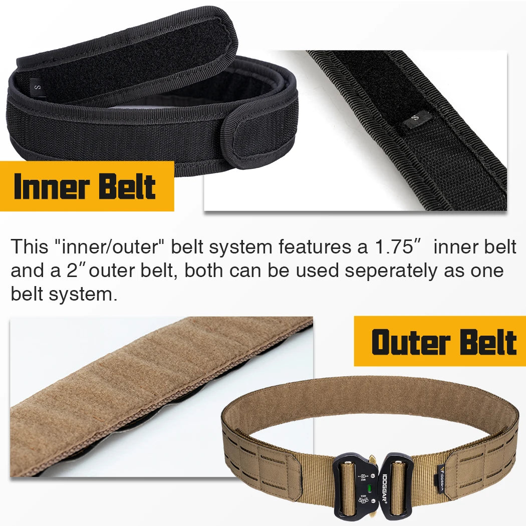IDOGEAR 2-Inch Tactical Belt with Quick Release Buckle & MOLLE Laser Cut