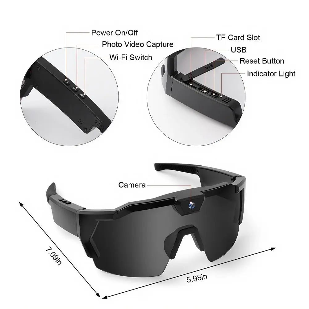 DIXSG HD Video Glasses - Action Camera Sunglasses for Sports