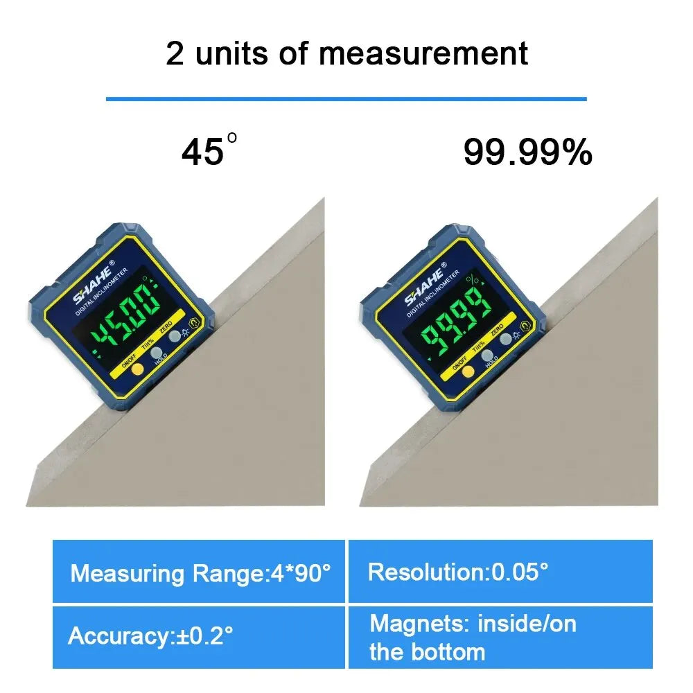 SHAHE Digital Angle Gauge Magnetic Protractor Inclinometer with Backlight