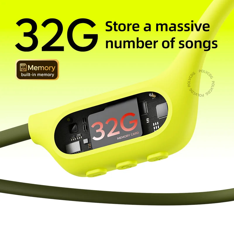 POLVCDG X9 Bone Conduction Headphones - 32GB IPX8 Waterproof