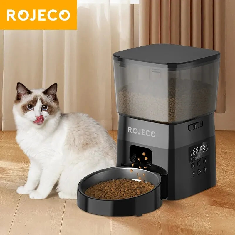ROJECO Automatic Pet Feeder - Button Version Auto Cat & Dog Food Dispenser