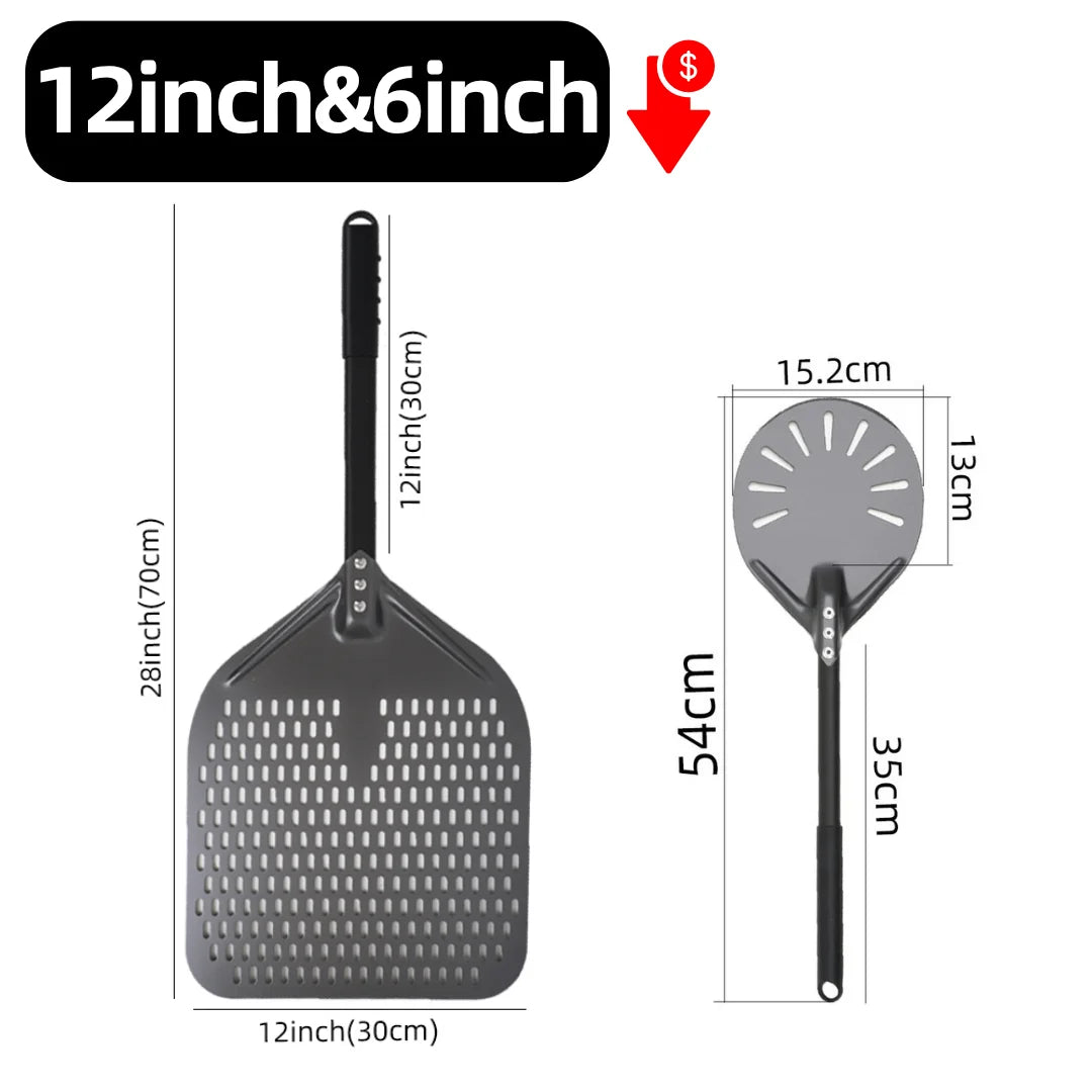 6-14 Inch Hard Anodized Aluminum Pizza Peel – Durable Oven Spatula & Bread Paddle